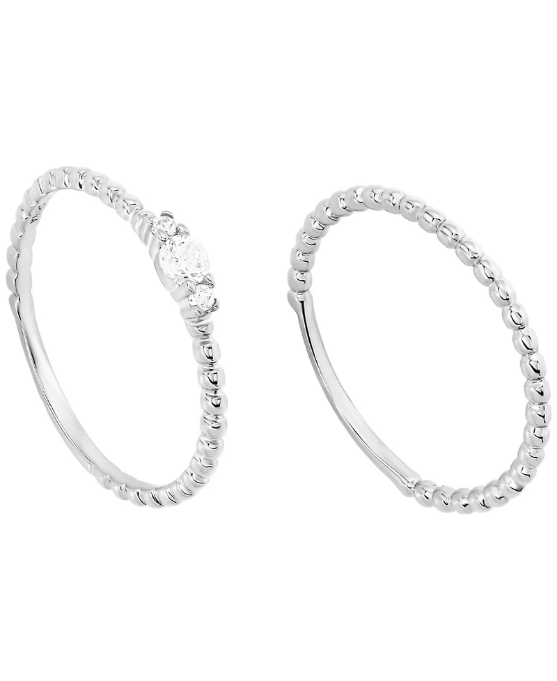 Macy's 2-Piece Cubic Zirconia Stackable Ring Set (0.27 ct. t.w.) in Sterling Silver