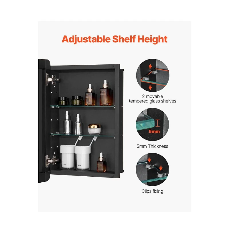 Slickblue Wall-Mounted Medicine Cabinet with Mirror and Adjustable Shelves for Bathroom Storage