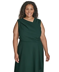 Vince Camuto Plus Asymmetric Neck Draped Midi Dress