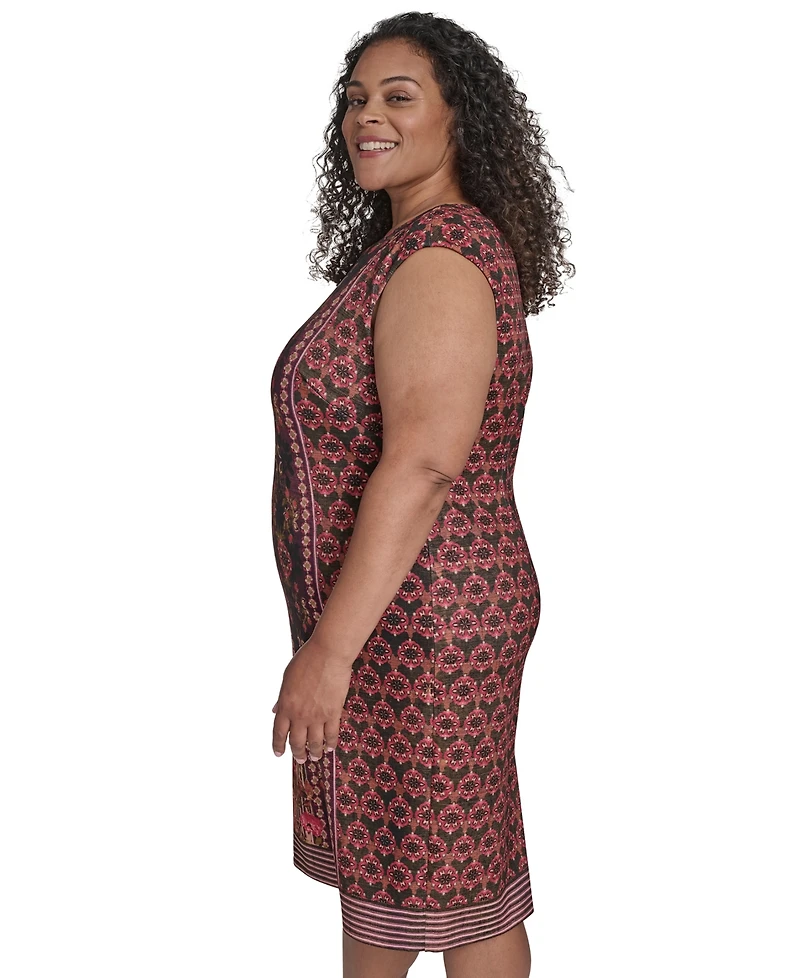 Vince Camuto Plus Placement Print Bodycon Midi Dress