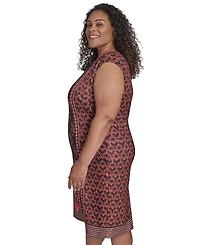 Vince Camuto Plus Placement Print Bodycon Midi Dress