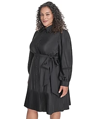 Eliza J Plus Pleated Short Shirtdress