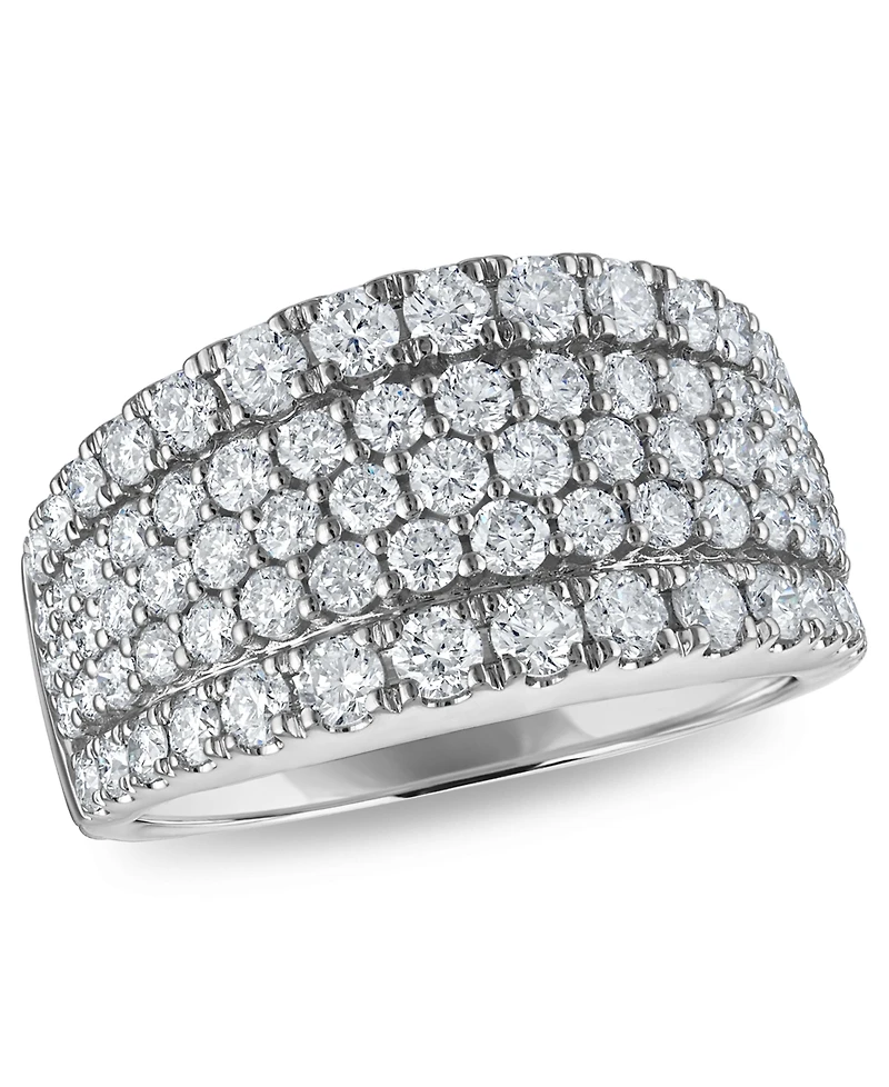 Diamond 5-Row Pave Band Ring (2 ct. t.w.) in 14k White Gold