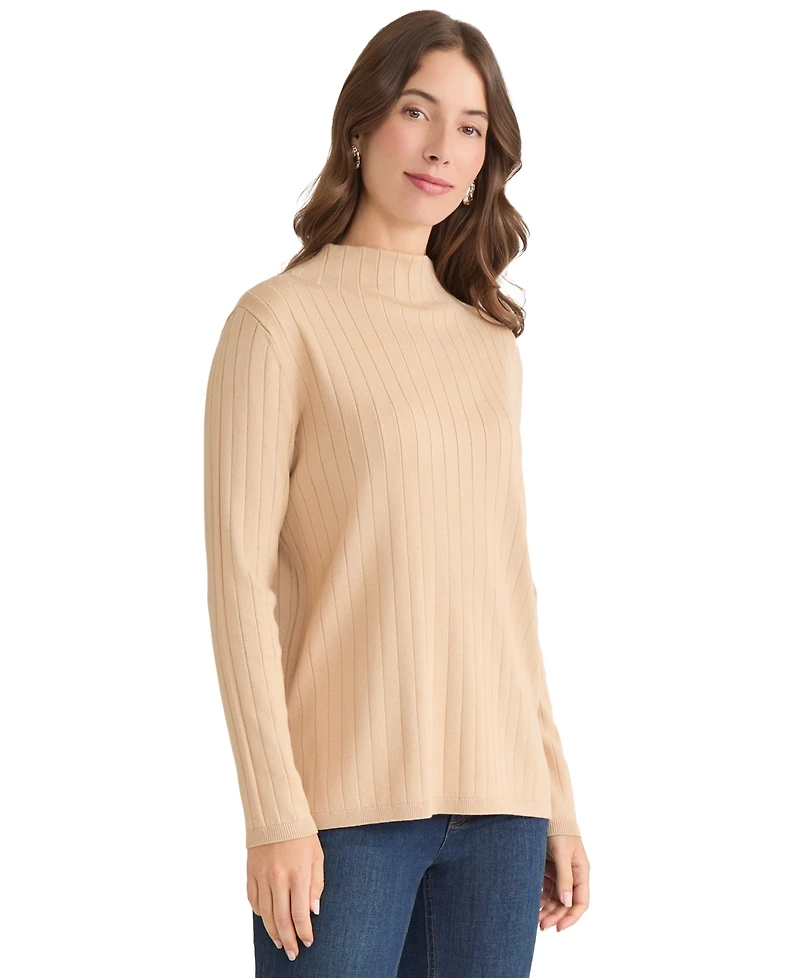 Jones New York Women's Wide Rib Funnel Neck Sweater