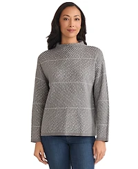 Jones New York Women's Lurex Funnel Mock Neck Sweater