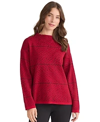 Jones New York Women's Lurex Funnel Mock Neck Sweater
