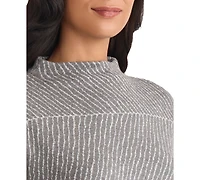 Jones New York Women's Lurex Funnel Mock Neck Sweater