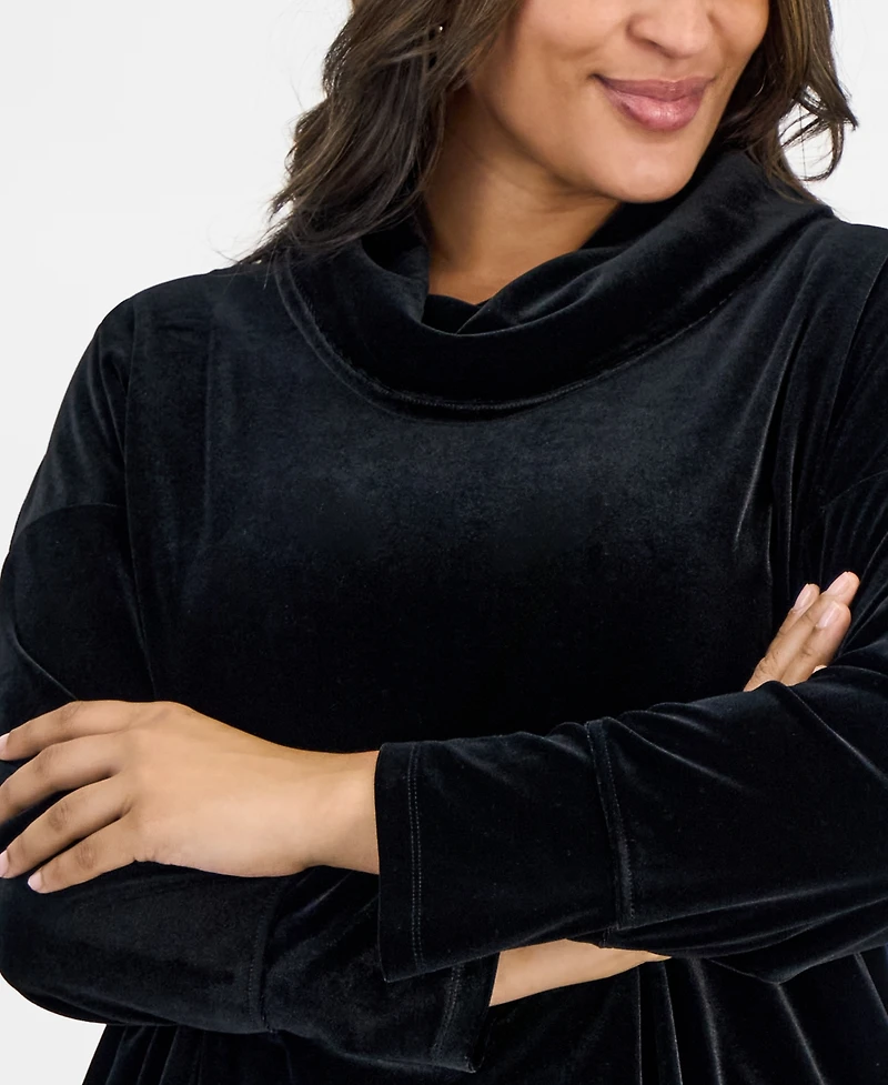 Jones New York Plus Size Velour Cowl-Neck Top