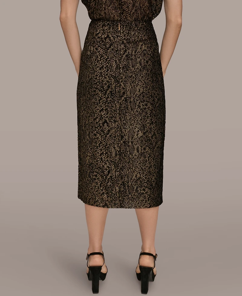 Donna Karan New York Women's Faux Wrap Metallic Burnout Skirt