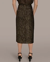 Donna Karan New York Women's Faux Wrap Metallic Burnout Skirt