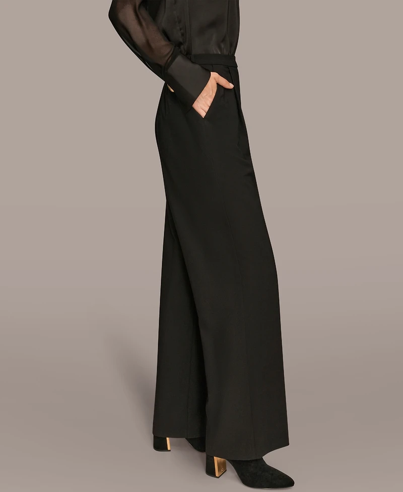 Donna Karan New York Women's Pleat Wide Leg Pull-On Pants
