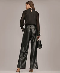 Donna Karan New York Women's High Neck Mix Media Blouse
