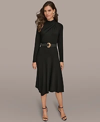 Donna Karan New York Women's Long Sleeves Angle Hem Dress