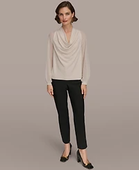 Donna Karan New York Women's Long Sleeve Mix Media Top