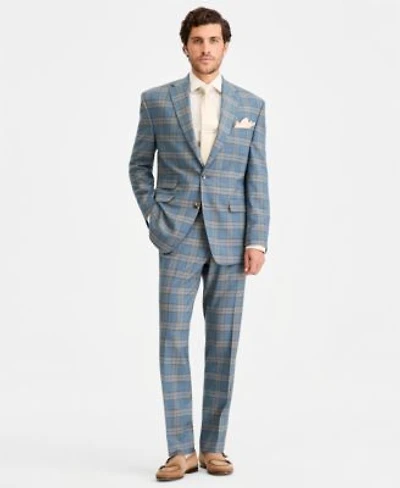 Tayion Collection Mens Classic Fit Plaid Suit Separates