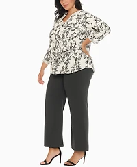 White Mark Plus Floral Print Tunic and Palazzo Pants Matching Set