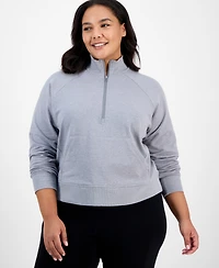 Id Ideology Plus Heathered Quarter-Zip Fleece Top, Macy's Exclusive