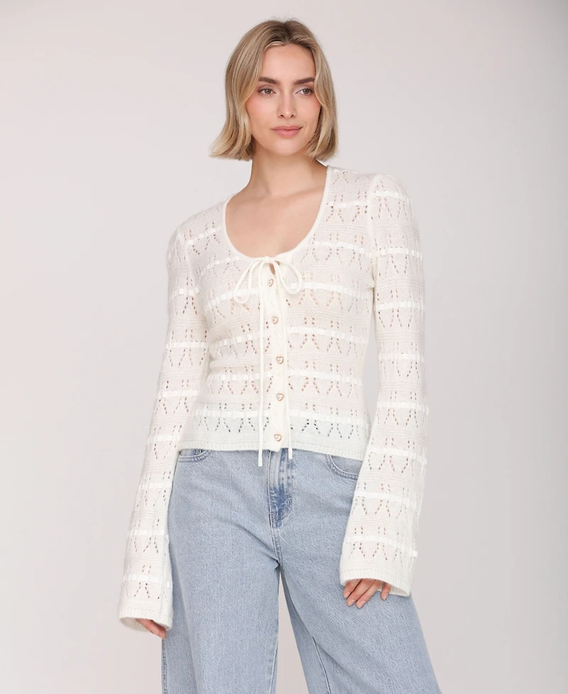 Avec Les Filles Women's Scoop Neck Cardigan