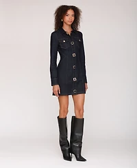 Avec Les Filles Women's Collared Mini Shirt Dress