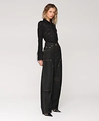 Avec Les Filles Women's Button Detail Barrel Leg Pants