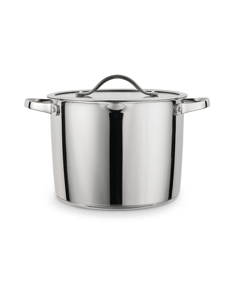 Tramontina Tempo Tri-Ply Base Stainless Steel 8-Quart Stock Pot with Glass Lid