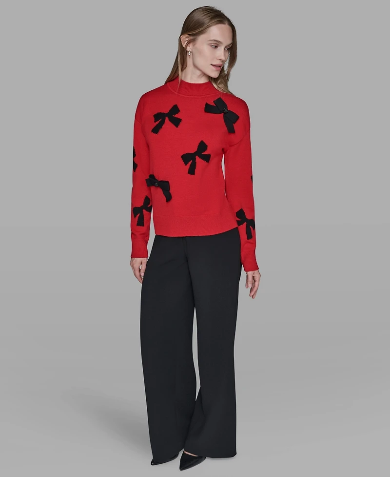 Karl Lagerfeld Paris Women's All-Over Bow Sweater