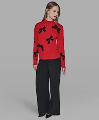 Karl Lagerfeld Paris Women's All-Over Bow Sweater