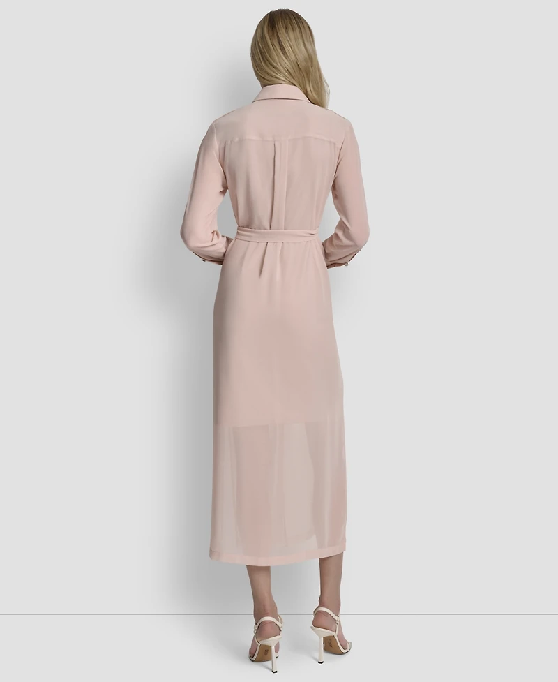 Dkny Women's Long Sleeve Collared Shirt Dress