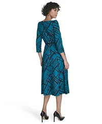 Calvin Klein Women's Belted Plaid Midi Dress