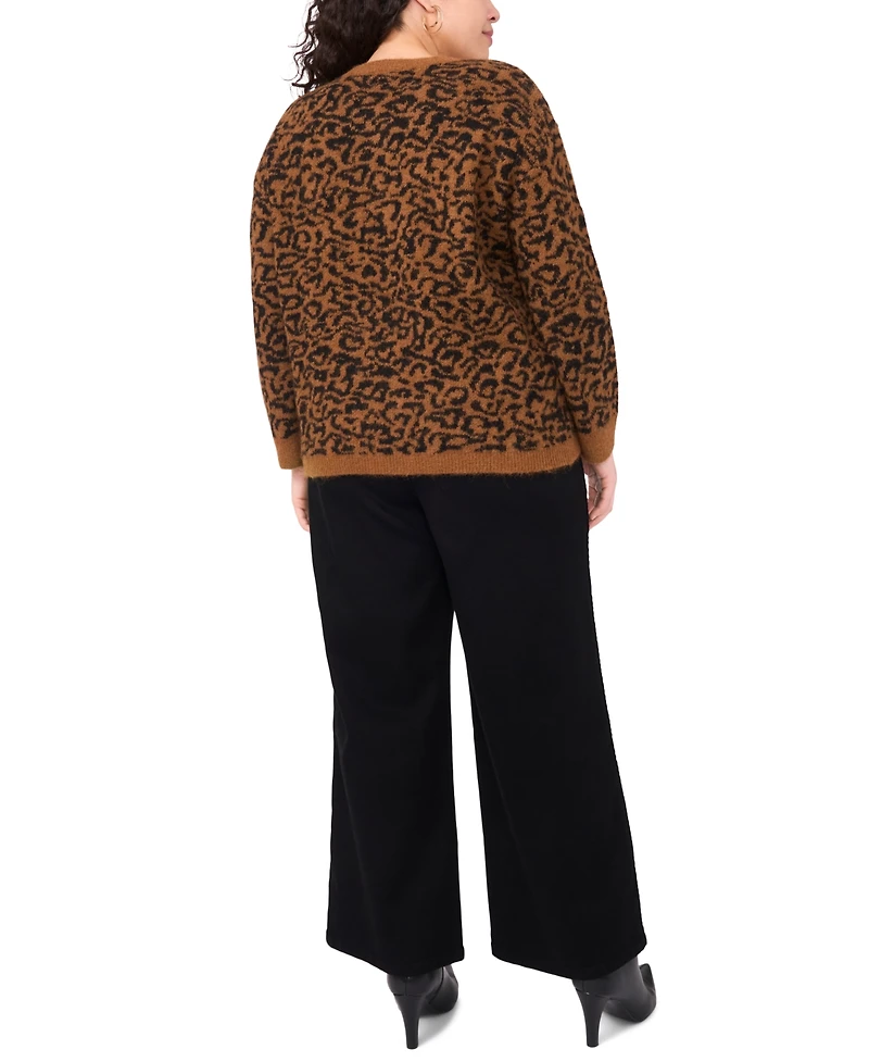 Vince Camuto Plus Leopard Print Pull-On Sweater