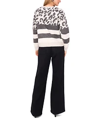 Vince Camuto Women's Leopard Stripe Long Sleeve Sweater