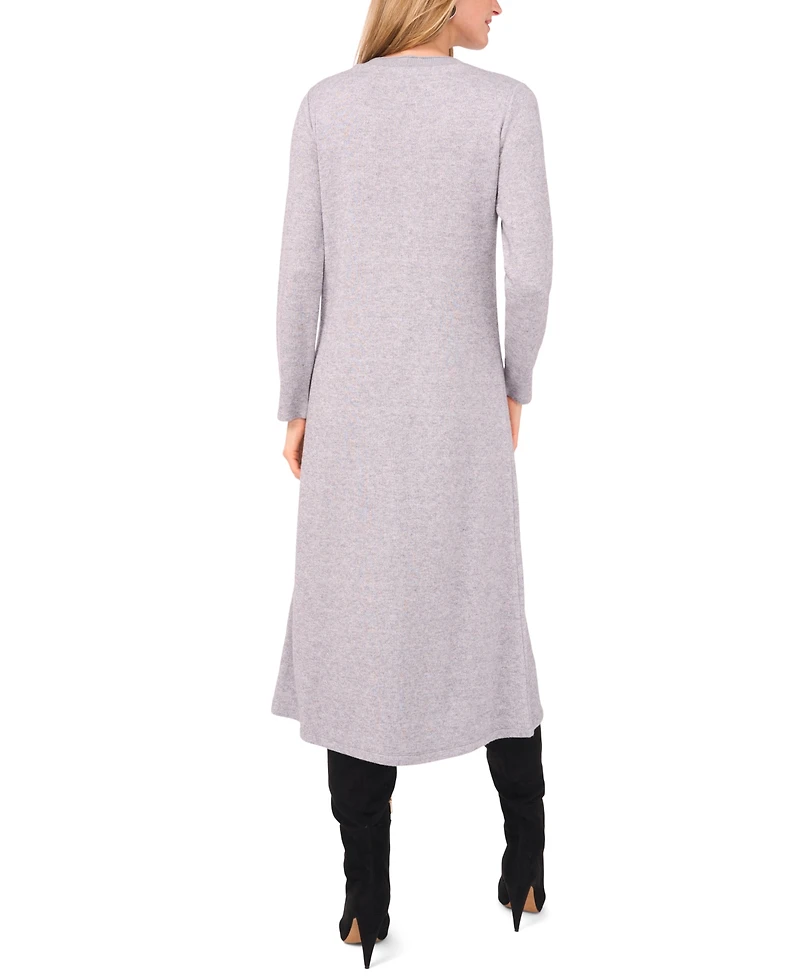 Vince Camuto Women's Rib Trim Neck Long Sleeve Midi Dress