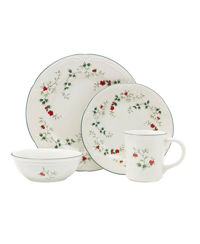 Winterberry Holiday 16 Pc. Dinnerware Set, Service for 4