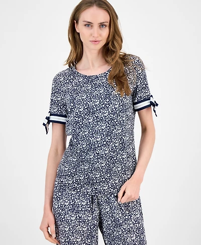 Tommy Hilfiger Women's Floral Tie-Sleeve T-Shirt