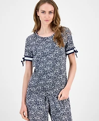 Tommy Hilfiger Women's Floral Tie-Sleeve T-Shirt