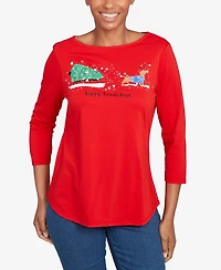 Ruby Rd. Petite Happy Howlidays Knit Top