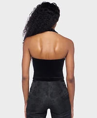 Alex & Sophia Women's Halter Cowl Neck Top