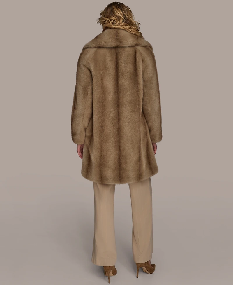 Donna Karan New York Women's Notched-Collar Faux-Fur Coat