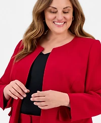 Kasper Plus Collarless Open-Front Jacket