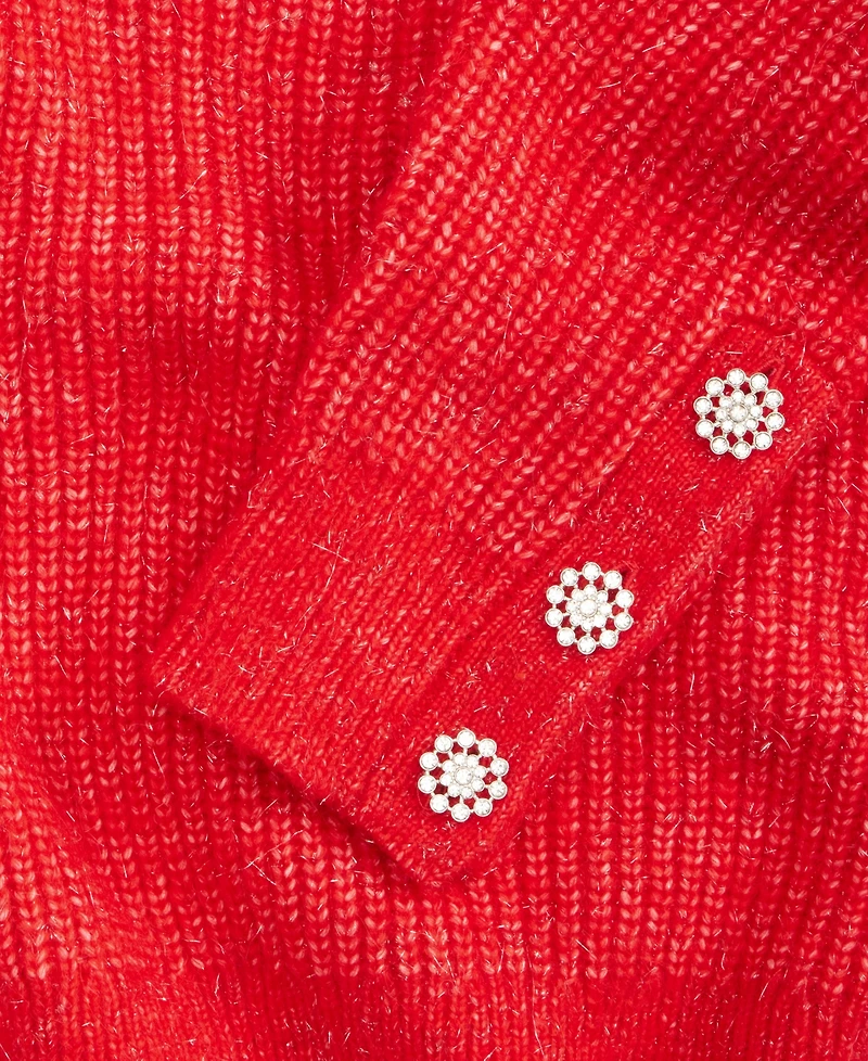 On 34th Women's V-Neck Jewel-Button-Cuff Sweater, Macy's Exclusive