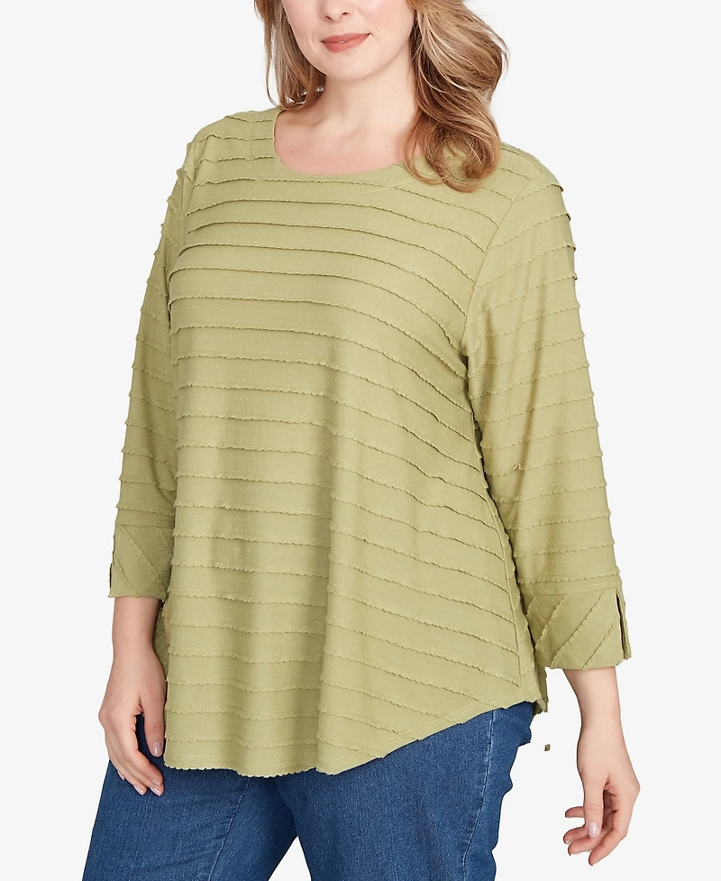 Ruby Rd. Plus Size Scalloped Jacquard Knit Top