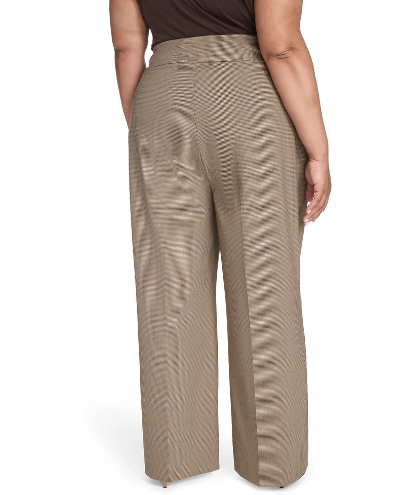 Calvin Klein Plus Check-Print Wide-Leg Pants