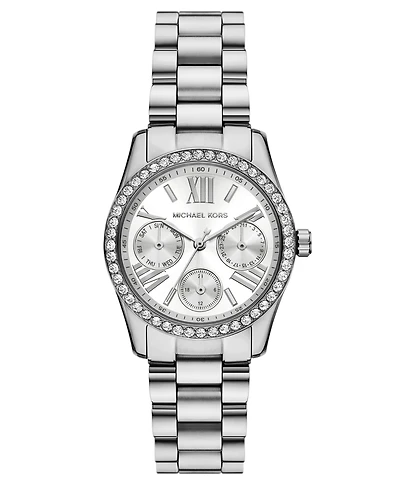 Michael Kors Women's Lexington Multifunction Silver-Tone Stainless Steel Watch, 34mm