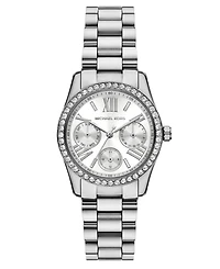 Michael Kors Women's Lexington Multifunction Silver-Tone Stainless Steel Watch, 34mm
