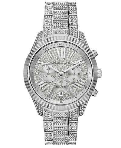 Michael Kors Women's Lexington Chronograph Silver-Tone Stainless Steel Watch, 42mm