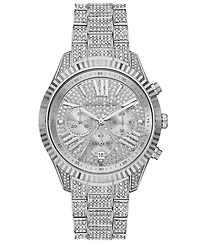 Michael Kors Women's Lexington Chronograph Silver-Tone Stainless Steel Watch, 42mm