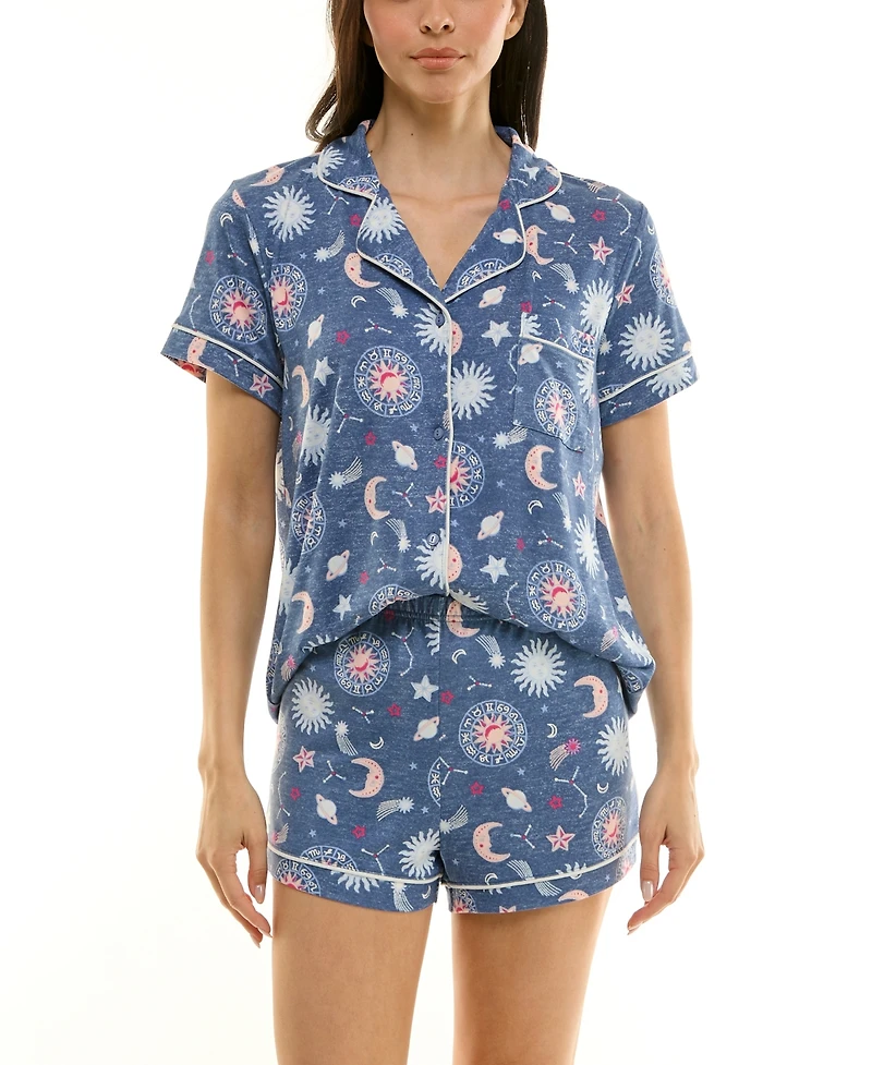 Derek Heart Women's Printed Top and Shorts Set