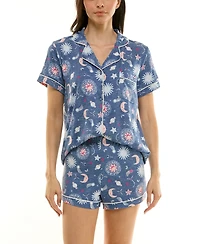 Derek Heart Women's Printed Top and Shorts Set