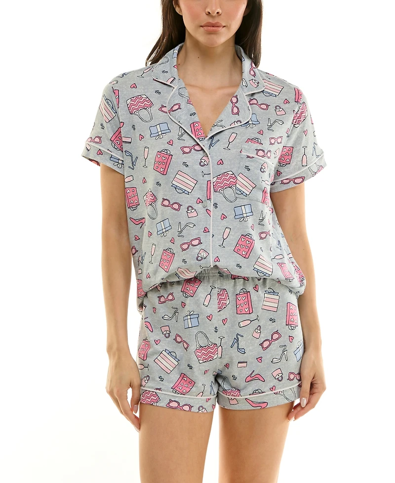 Derek Heart Women's Printed Top and Shorts Set