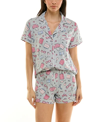 Derek Heart Women's Printed Top and Shorts Set